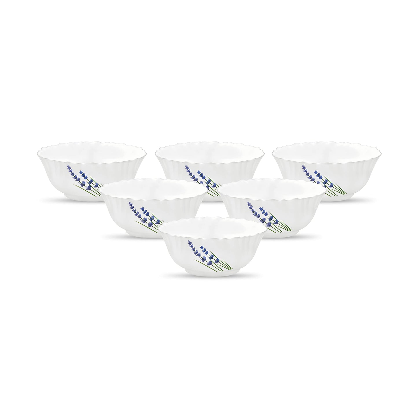 La Opala, Novo Collection, Opal Glass Vegetable Bowl Set 6 pcs, Tender Trio, White