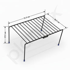 Plantex Stainless Steel Kitchen Storage Rack/Plate Storage Stand/Kitchen Cabinet Organizer/Dish Rack (Black), 31.5x20.5x15.5 cm-3