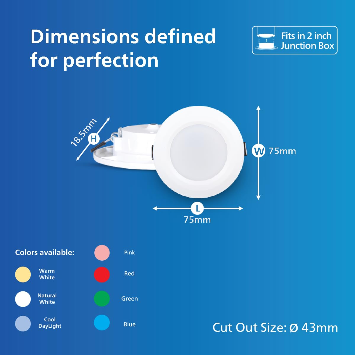 Philips 3 Watt Starfit 2 inch Concealed JB Ceiling Light (Pack of 6)