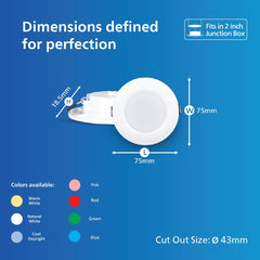 Philips 3 Watt Starfit 2 inch Concealed JB Ceiling Light