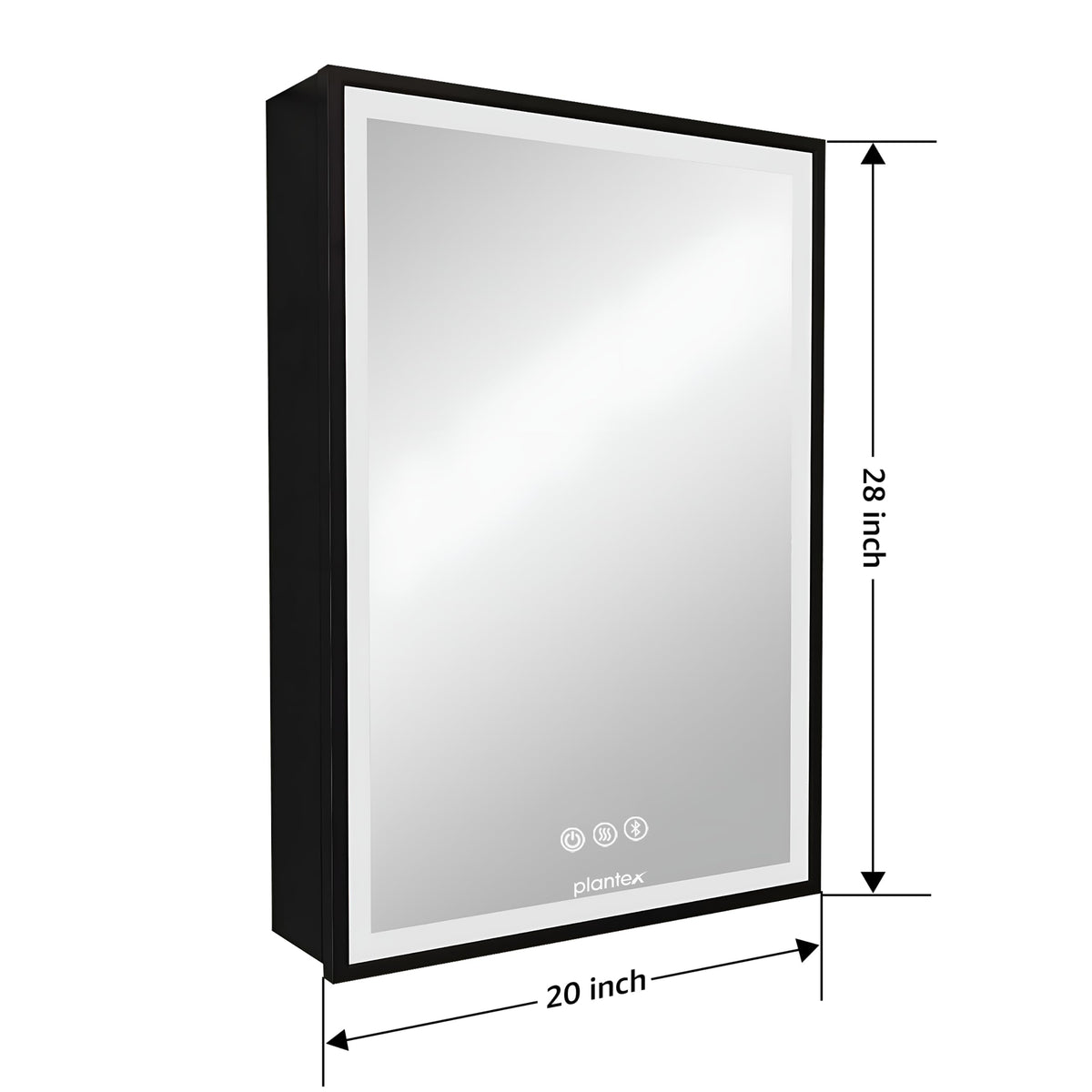 Plantex Bathroom Cabinet with Mirror/Aluminium Framed Cabinet Storage/LED Mirror Cabinet for Wall/Bathroom Organiser Cabinet -Defogger & Bluetooth(20x28 Inch, Black)-2