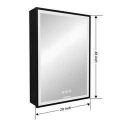 Plantex Bathroom Cabinet with Mirror/Aluminium Framed Cabinet Storage/LED Mirror Cabinet for Wall/Bathroom Organiser Cabinet -Defogger & Bluetooth(20x28 Inch, Black)-2