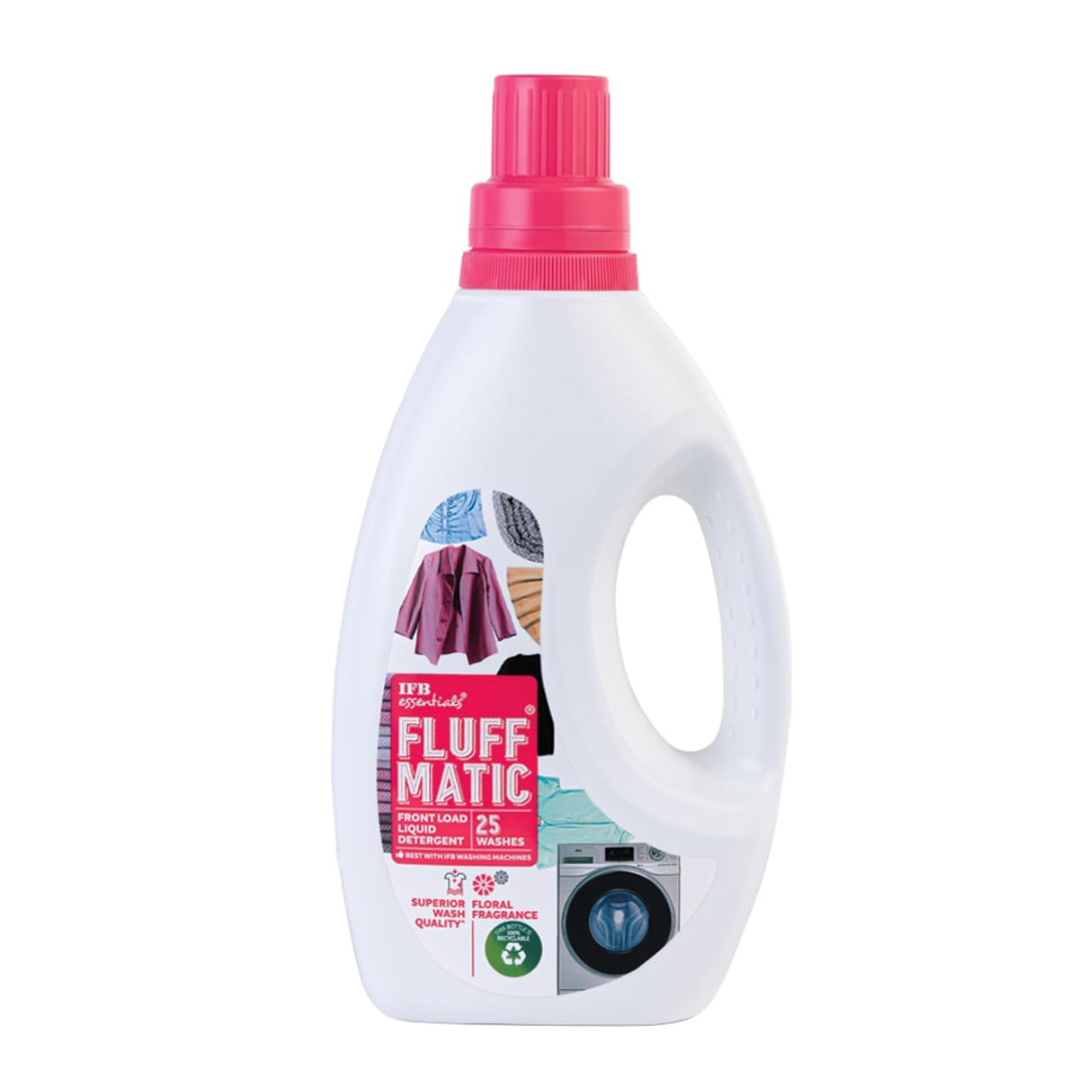 IFB Essentials Fluff Matic Front Load Liquid Detergent - 880ML | Removes Tough Stains | Concentrated Formula for Extra W