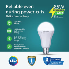 Philips Stellar Bright Rechargeable Emergency Inverter LED Bulb, B22 8.5-Watt-Crystal White(Pack of 1)