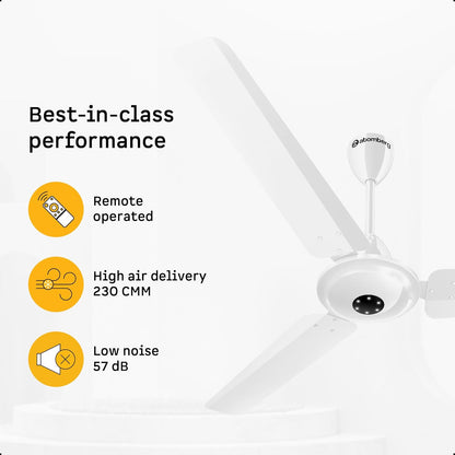 atomberg Efficio Alpha 1200mm BLDC Ceiling Fan with Remote Control | BEE 5 star Rated Energy Efficient Ceiling Fan | High Air Delivery with LED Indicators | 2 Year Warranty (Gloss White)