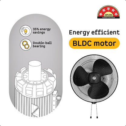 atomberg Renesa 400mm Wall Mount Fan | 5-star rated | Ideal for Home & Office | Silent BLDC Fan | 6 Speeds | 35W | Remote with Oscillation, Timer, Sleep | 2 Years Warranty (Midnight Black)