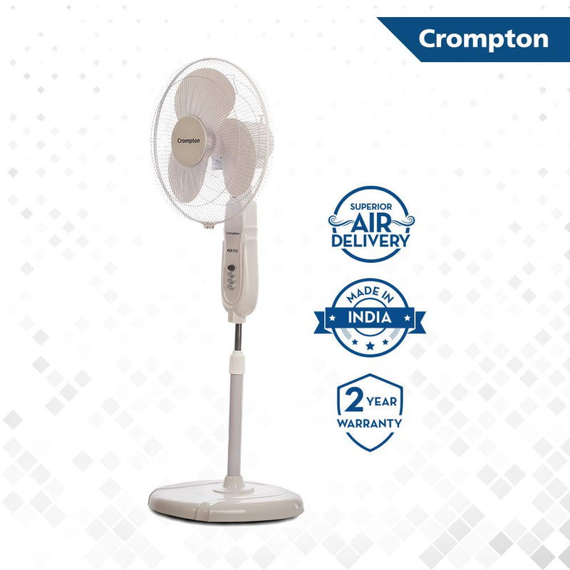 Crompton High Flo Neo High Speed 400 mm (16 inch) 50W Oscillating Pedestal Fan (KD White)-2