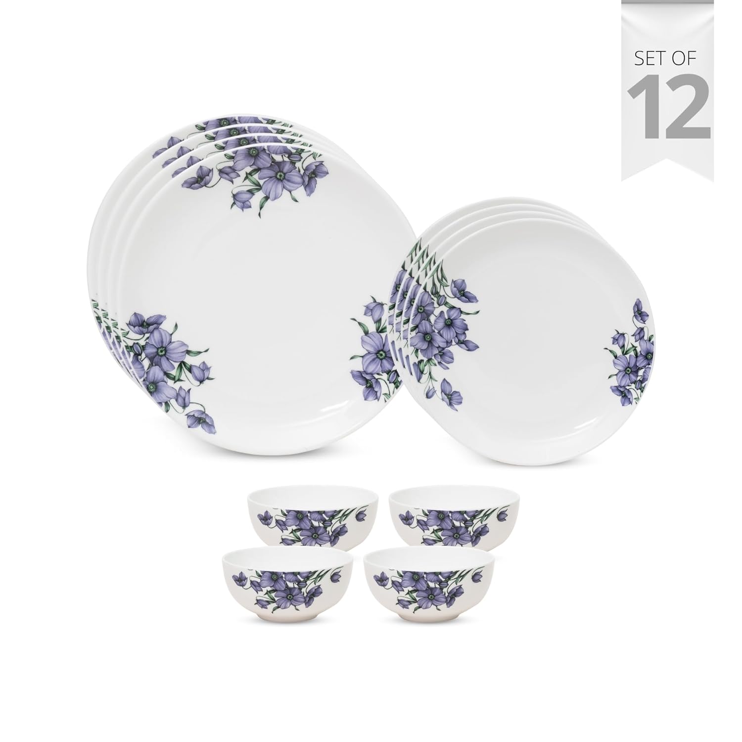 Clay Craft Fine Ceramic Eco Dinner Set, Enchanting Gold, for Family of 4, Dinner Set Ceramic, Crockery Set, Dining Set for Dinner, Crockery Set for Gift, Kitchen Set (ECO6, 12 Pieces)