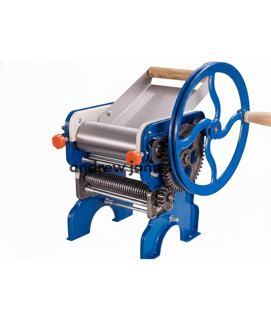 ANDREW JAMES Manual Commercial Heavy-Duty Manual Noodle Maker Machine with Dual 2mm & 4mm Stainless Steel Blades – Hand Crank Pasta Roller for Homemade Spaghetti & Dough Sheets