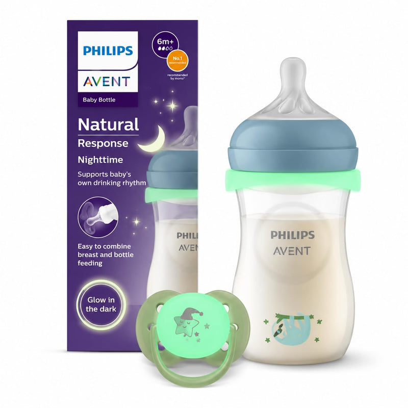 Philips Avent Natural Response Nighttime Set - 9 oz/260 ml Bottle with Medium Flow Teat (Flow 3) (SCD838/17)
