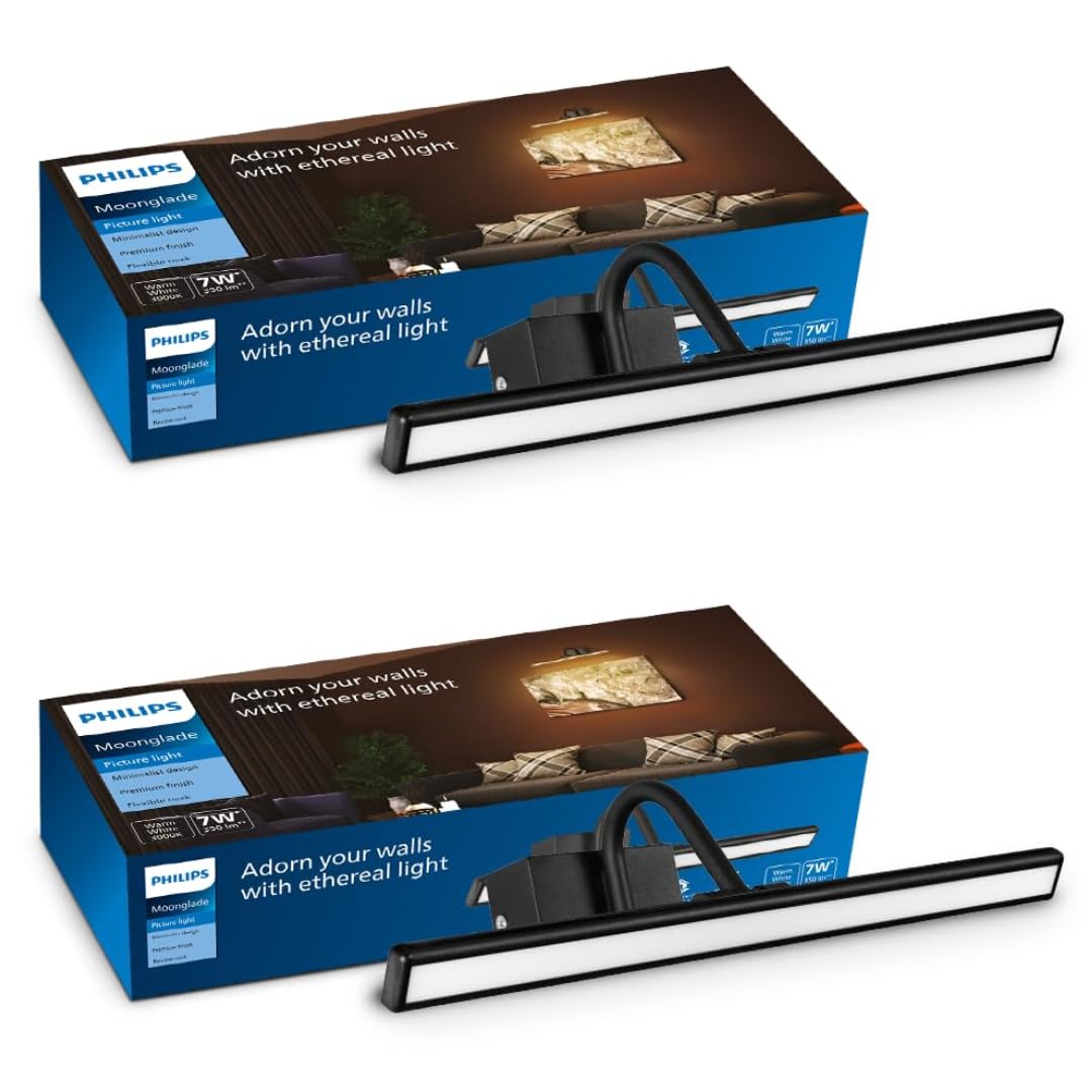Philips 7-Watts Moonglade Black Picture Light (Pack of 2)