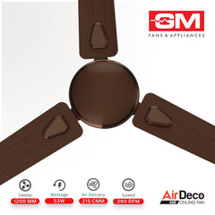 GM Air Deco 1200 mm 1 Star Ceiling Fan (PM Brown)-3