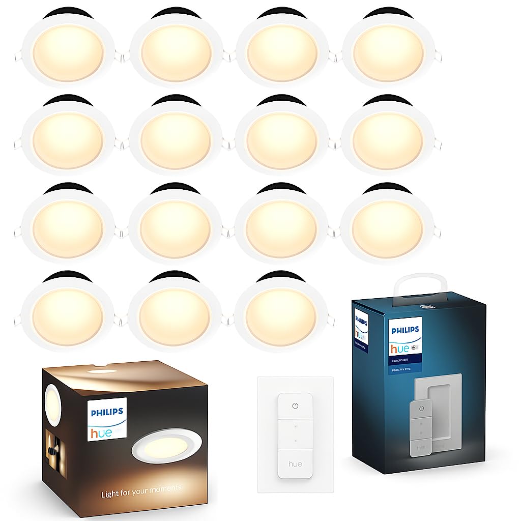 Philips Hue Smart 10.5W Garnea White Ambience Downlight 150mm Compatible with Amazon Alexa, Apple HomeKit (Pack of 12)