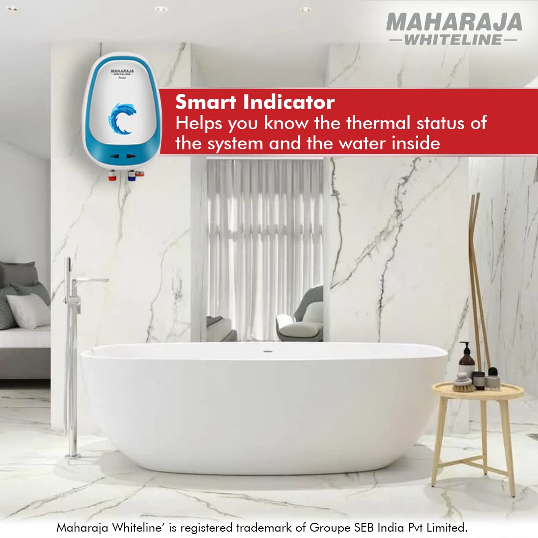 Maharaja Whiteline Fiesta Instant Water Heater, 3 litre, Hi-grade Copper Element, Rust & Shock proof ABS Body, Dual tone - FIESTA / WH-170