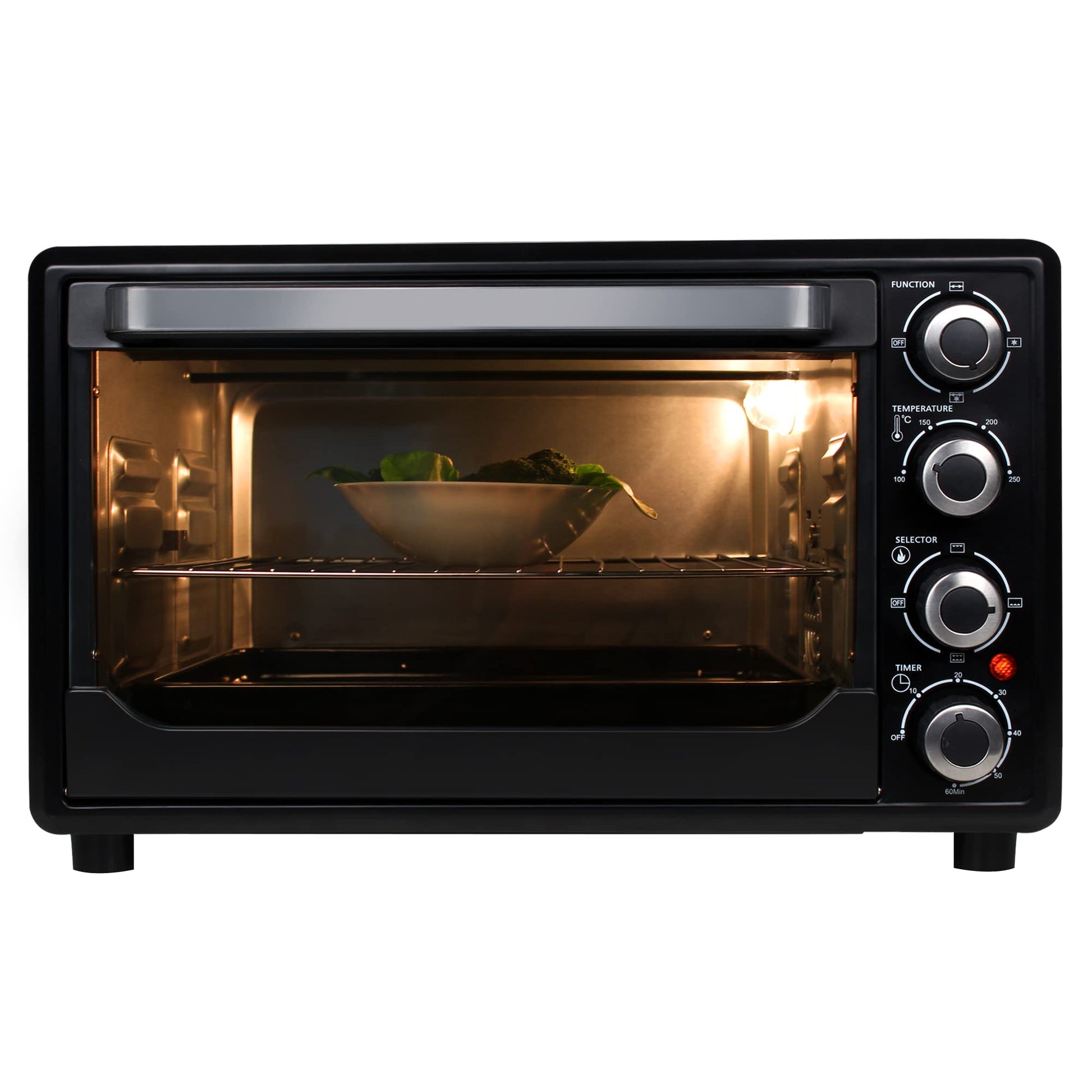 Faber 45L 2000W OTG | Bake, Toast, Roast, Grill | 4 Heating Functions, Upper & Lower Heating, Rottisserie, 360° Convection| Indicator Light, Auto Shut-Off, Ready Bell | Removable Crumb Tray | (Black)