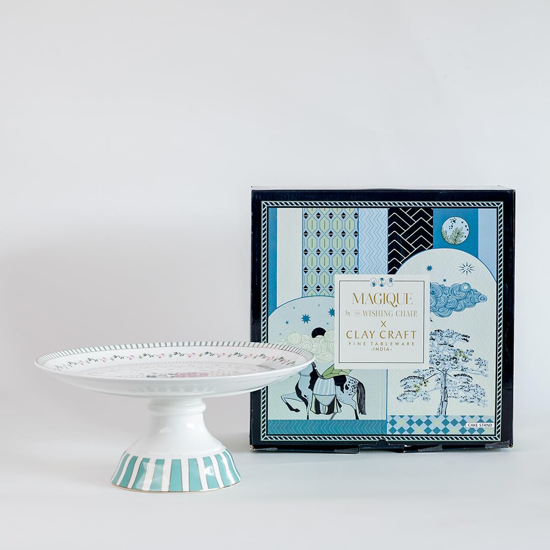 Magique by The Wishing Chair x ClayCraft : Portrait of a Rose Ceramic Cake Stand | 10 Inch Floral Pedestal for Cakes Cupcakes Desserts | Elegant Serving Stand for Parties Weddings Home