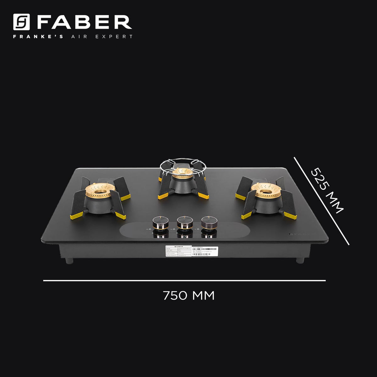 Faber Liftable Burners Hob - 75cm Black Glass| Auto Ignition| FFD| Cast Iron Pan Support| Premium Knobs| 1Yr Comprehensi