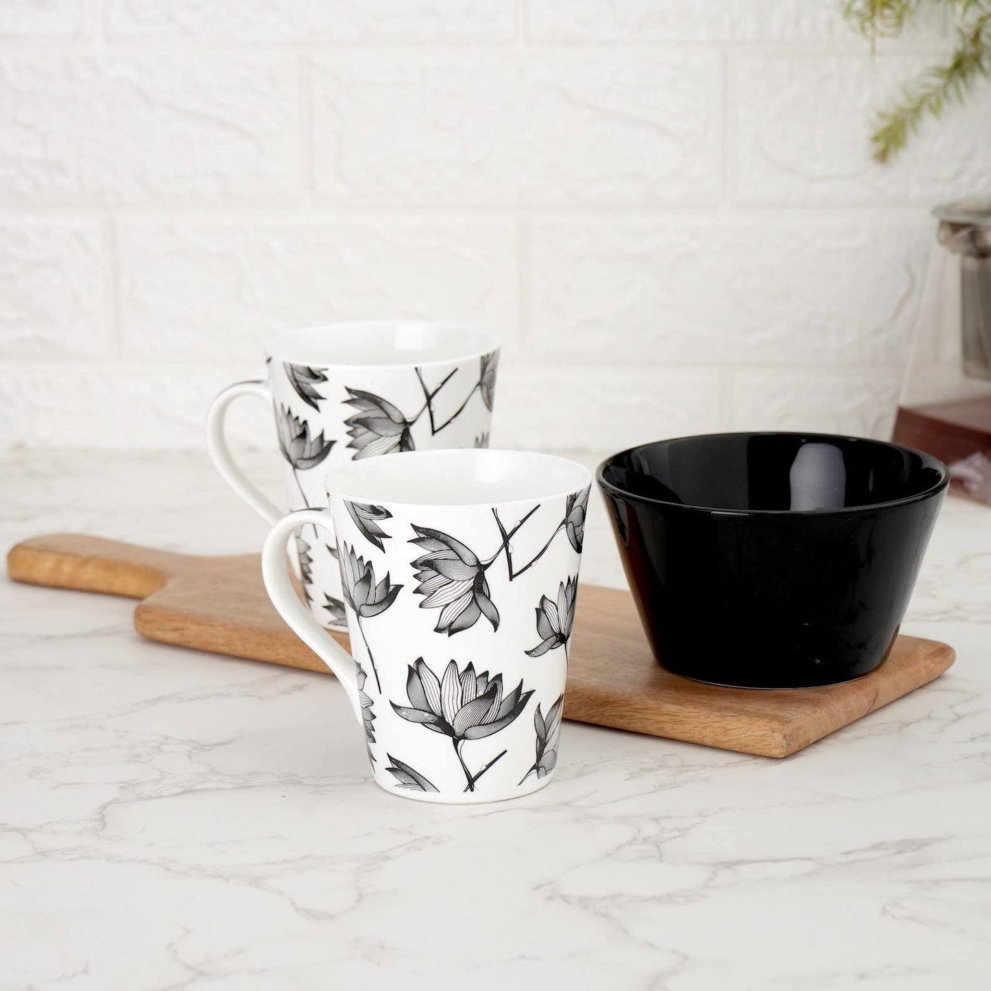 Clay Craft Cream Imperial Cup & Saucer 180ml, Set of 12 (6 Cups + 6 Saucers) Blue