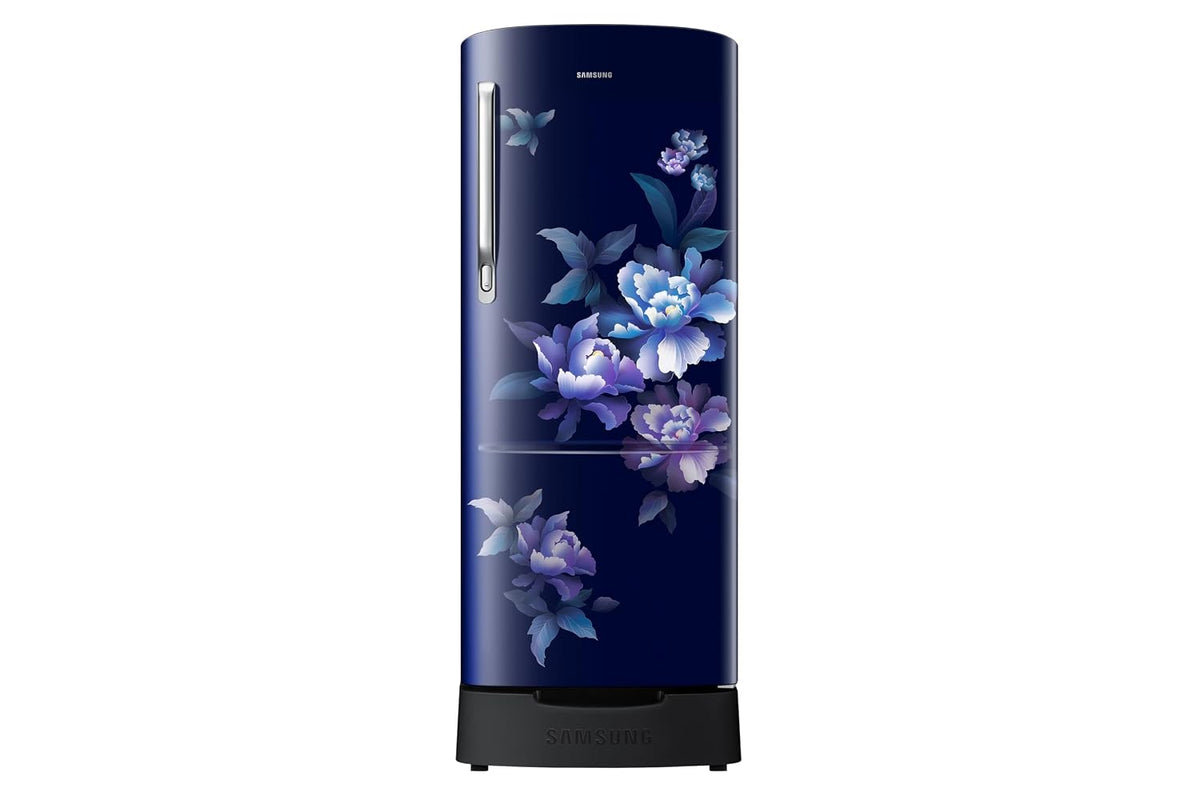 Samsung 183 L, 2 Star, Digital Inverter, Direct-Cool Single Door Refrigerator (RR20H1812HV/HL, Himalayan Poppy Blue, Base Stand Drawer, Single Touch)