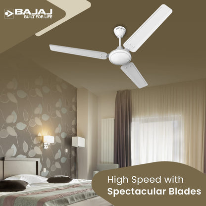 Bajaj Frore 1200 MM (48") Stars Rated Ceiling Fans for Home | BEE 1 star Rated Energy Efficient Ceiling Fan | Rust Free Coating for Long Life | High Air Delivery | 2-Yr Warranty 【White】