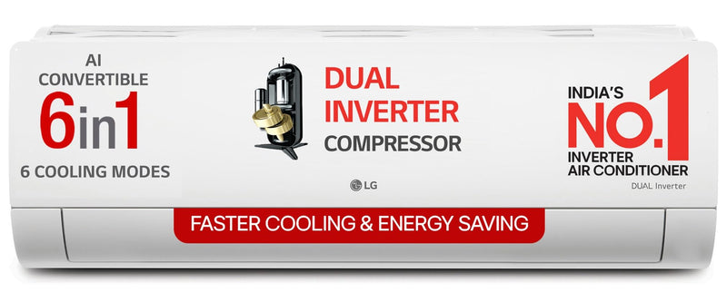LG 1 Ton 4 Star DUAL Inverter Split AC (Copper, AI Convertible 6-in-1 with VIRAAT Mode, Faster Cooling & Energy Saving, 4 Way Swing, HD Filter with AntiVirus Protection, US-Q13JNYE, White)