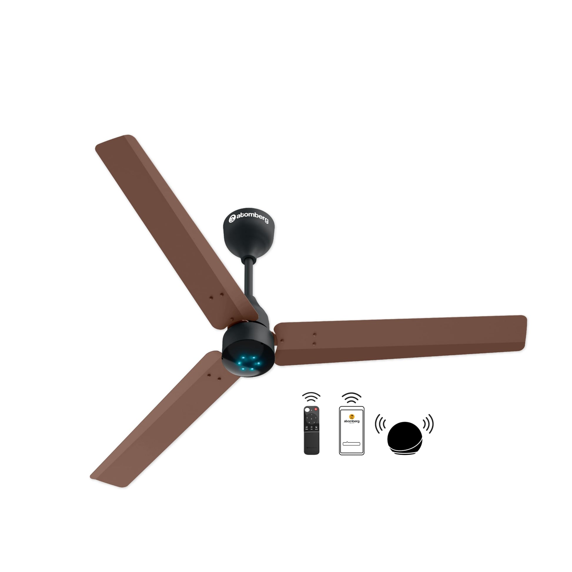 atomberg Renesa Halo Smart Alexa Enabled 1200mm BLDC Ceiling Fan with Remote | BEE 5 star | High Air Delivery | Low noise | LED Speed Indicator | Sleek Design | | 3 Year Warranty| Blaze Brown
