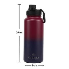 SOLARA Vacuum Insulated Water Bottle 1 litre | Hot Water Bottle | Hot and Cold Thermosteel bottle for Travel, Home, Office, School | Hot and Cold Sipper Bottle | Dark Intentions | 1L