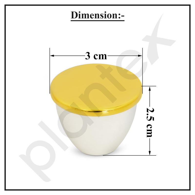 Plantex Knobs for Drawer/Drawer Knobs/Knobs for Cabinets/Pull-Push Knobs for Kitchen/Bedroom Drawer - Pack of 6 (Gold & White)-3