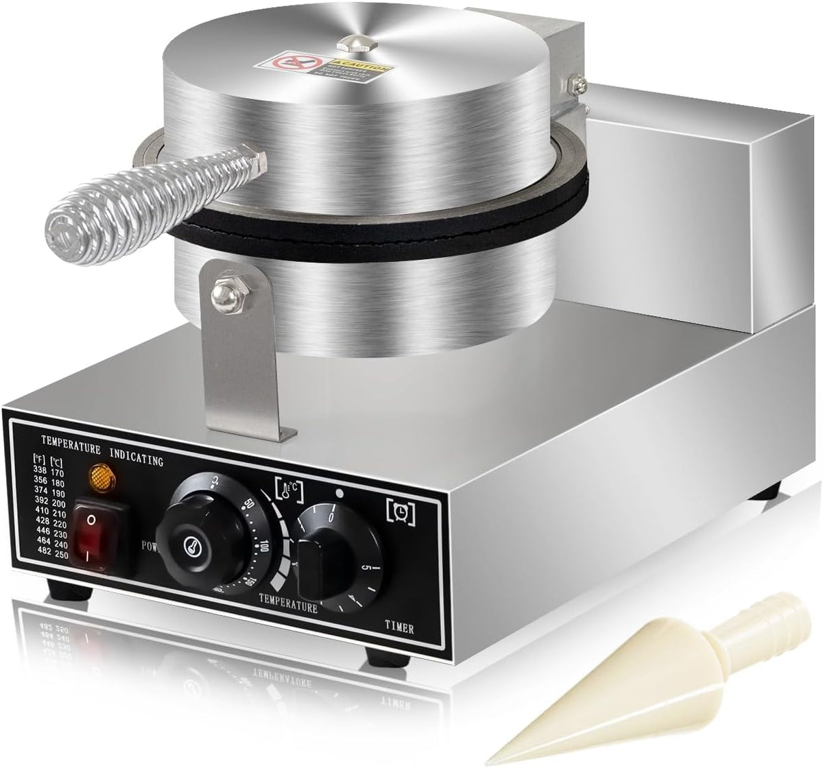 MAZORIA Waffle Cone Maker with Roll Mold Non-Stick Plates, Quick & Easy Cone Making with Temperature & Timer Control