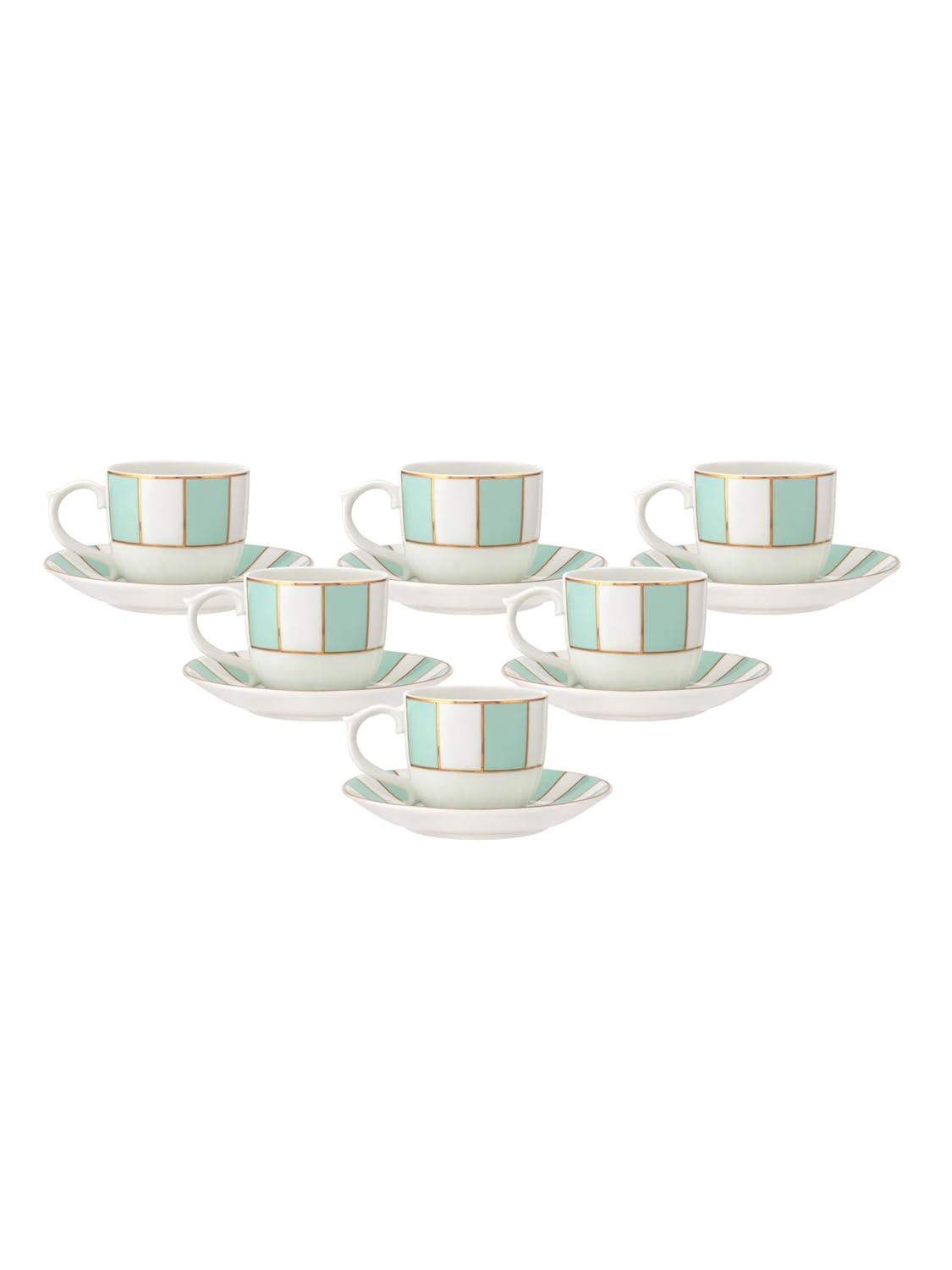 Clay Craft Fine Ceramic Gold Printed Cup & Saucer Set of 12-6 Cups & 6 Saucers - 180 ml Each (MAHARANI Noir N405)