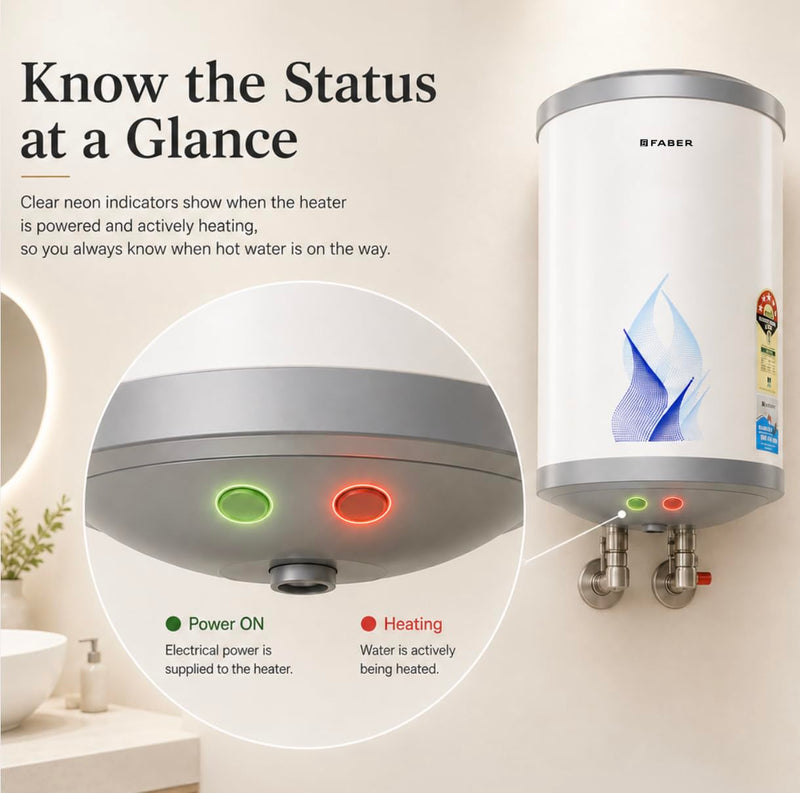 Faber 25Ltr Storage Water Heater (FWG VULCAN 25V), 5 Star, 7 yrs warranty on tank, Free Installation with Inlet & Outlet