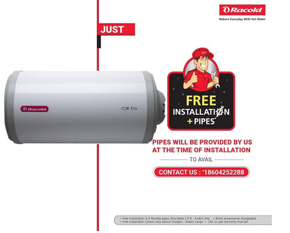 Racold CDR Dlx 25ltr Horizontal BEE 4 Star Storage Water Heater(Geyser) with Free Standard Installation & pipes || Rust Proof Body||
