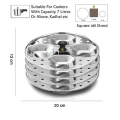 Eleven Rings 4 Plates Stainless Steel Square Idli Stand/Idli Maker Makes 16 Square Idlis at Once. (4 Plate Square Idli)