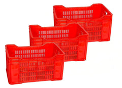 PETALS Plastic Rectangular Crate Set Of 3 | Portable Heavy Duty Vegetable/Fruits & Multipurpose Container Storage | Open Self Basket for Large storage Bin | 3 Pcs, Combo, 20 Kg Capacity Each, Blue