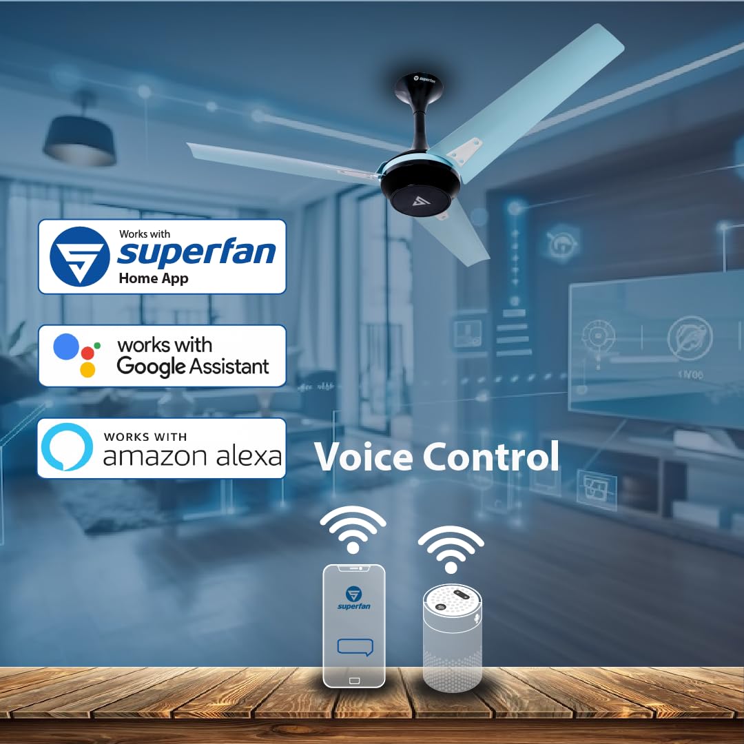 Superfan SuperQ Duocool 1200 mm BLDC Smart Ceiling Fan with IoT & Remote (Onyx Marine)-5