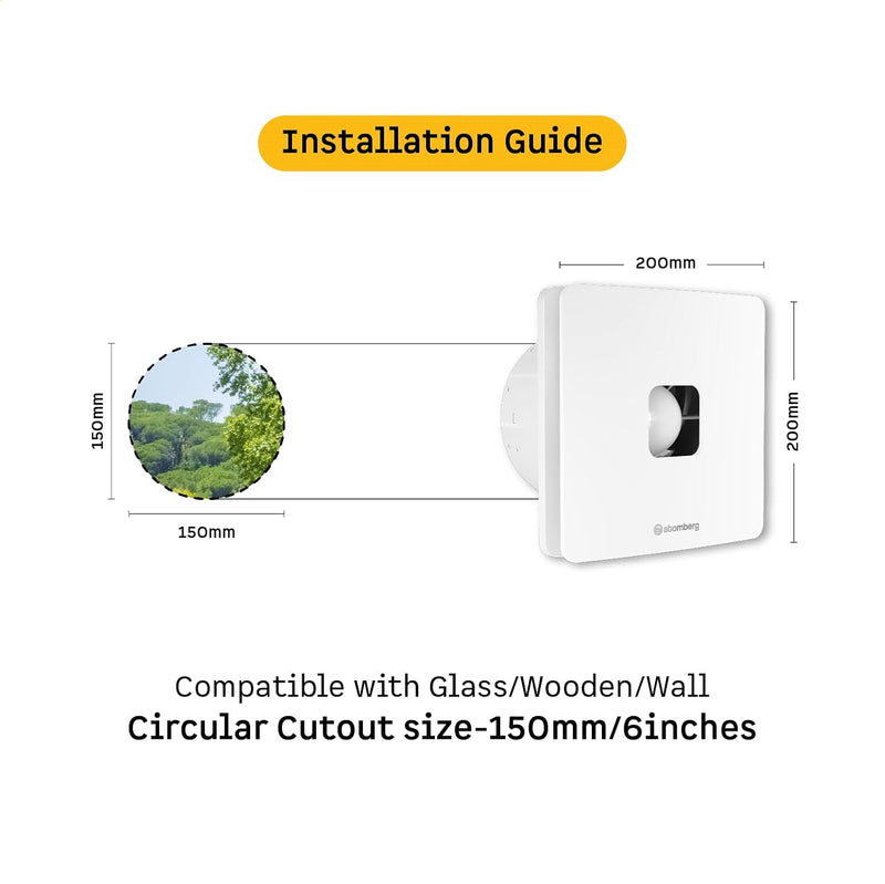 atomberg Studio+ Exhaust Fan 150mm (6 Inches) | BLDC Motor | 6.8W| Low Noise | 2000 RPM| Ideal for Bathroom,Kitchen | Easy to Clean | Installation-Round Cut (153mm) | 2 Years Warranty | (Gloss White)