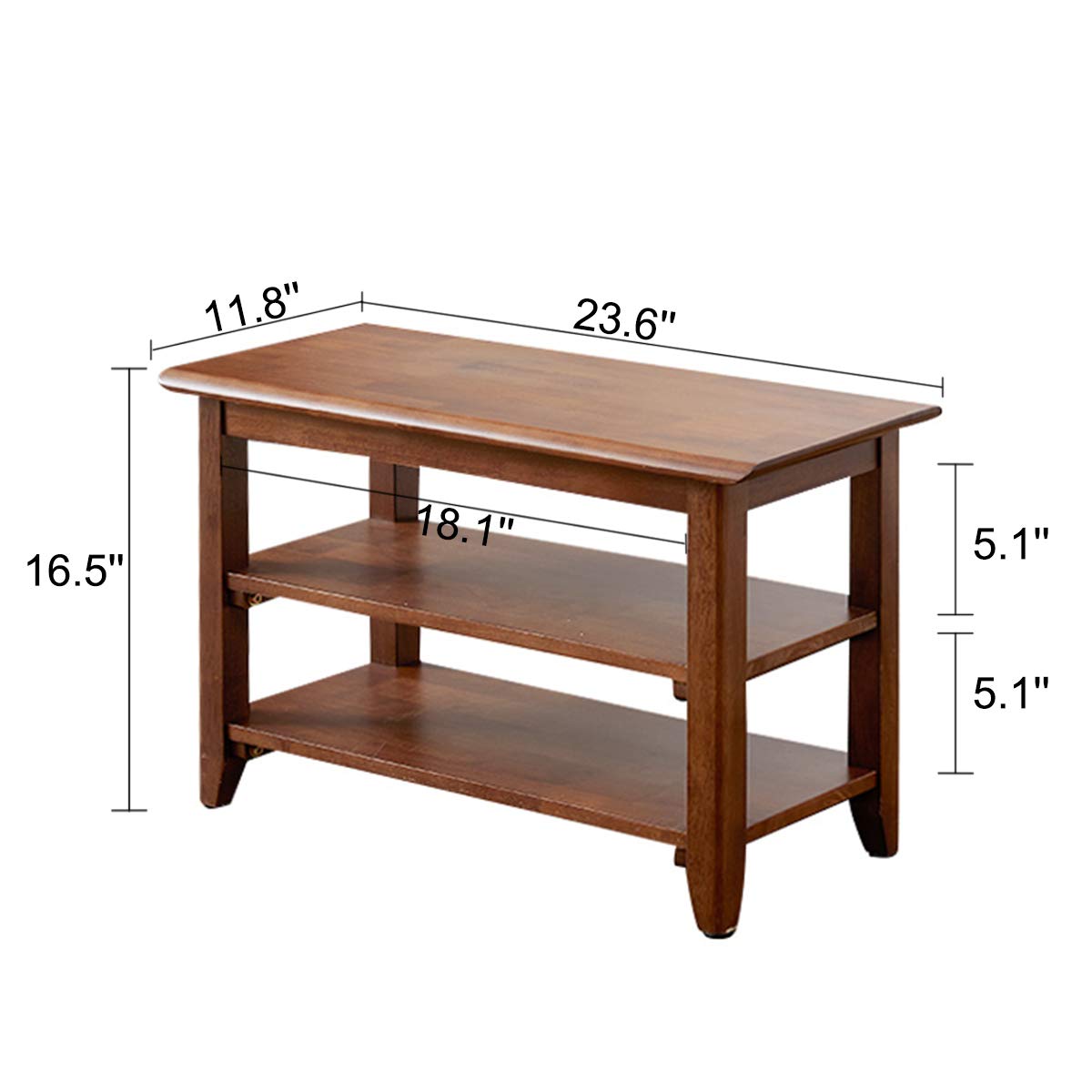 Storage Bench Wooden Shoe Rack Bench | Rustic Solid Wood Entryway Bench | Indoor Shoe Organizer | Brown Wood Sh