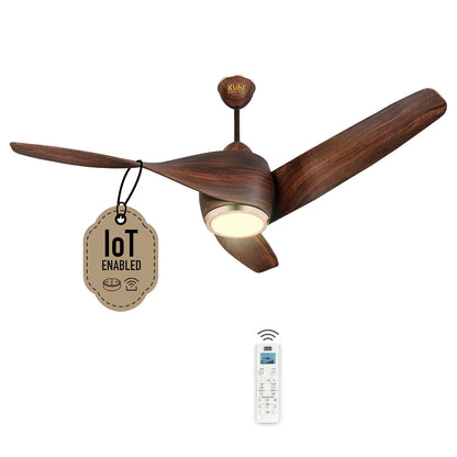 KUHL Twist L3 1320 mm 65% Power Saving BLDC Ceiling Fan | BEE 5 Star Rated & ISI Marked | High Air Flow |5YearWarranty on Motor By Brand |Free Installation | IoT – Operate via Mobile & Alexa | Teak