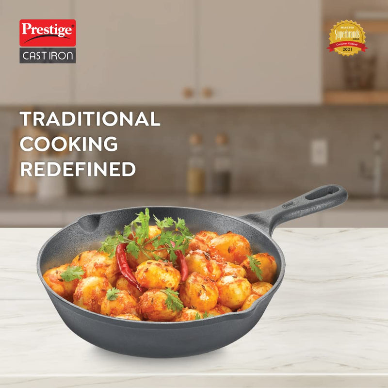 Prestige Cast Iron Fry Pan, 200 mm (Black)