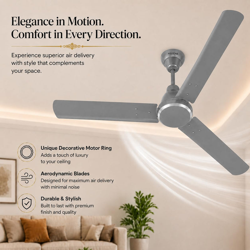 Polycab Aerorush BLDC 1200 mm Ceiling Fan with Remote | 5 Star-6