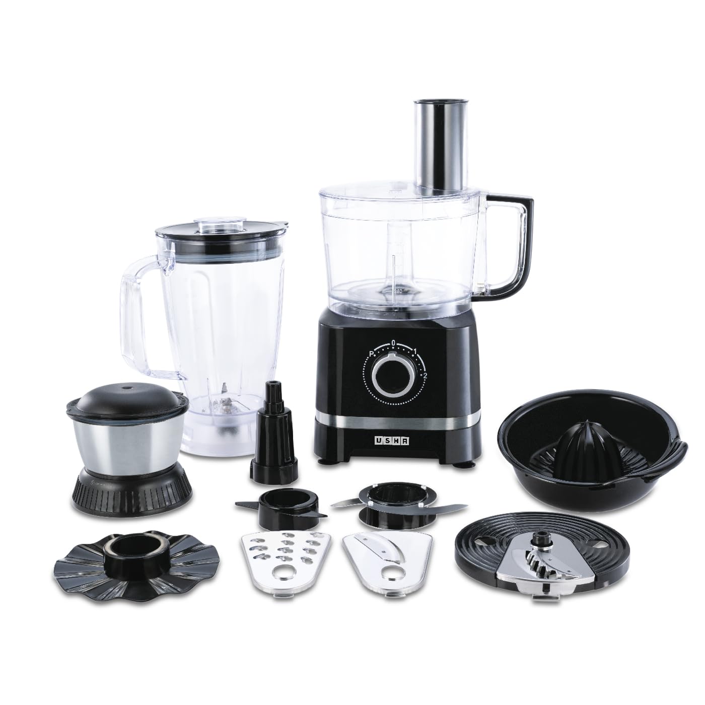 Usha ICHEF Food Processor 800 Watts Copper Motor with 9 Accessories & 8 Functions (BLACK)