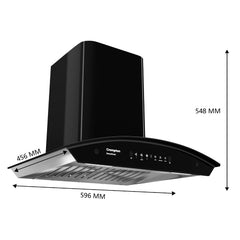 Crompton SensoSmart Curved 60cm Baffle Filter Auto Clean Wall Mounted Chimney Black 1260 CMH - CHD-SSC60BFE-MBL-5