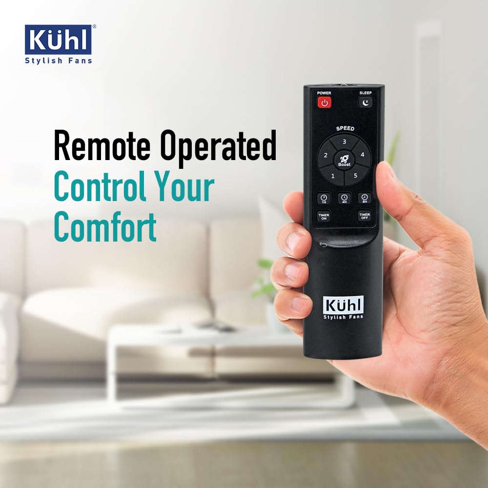 KUHL Inspira T1 400Mm Power Saving BLDC Table Fan With Remote | 28 W | Touch Screen Control Panel With Digital Display | Tilt Mechanism & Swivel Function | Table Fan| High Air Flow & Low Noise,White