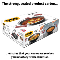 Hawkins Futura 2 Litre Deep Fry Pan, Hard Anodised Kadai with Glass Lid, Flat Bottom Kadhai, Black (AD20G)