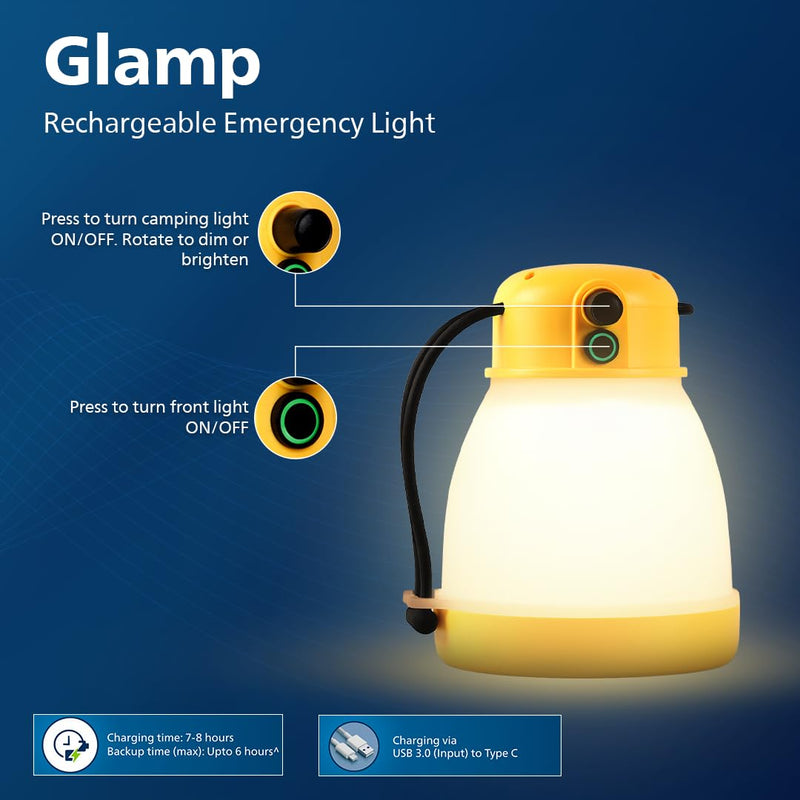 Philips Glamp Yellow 5W Rechargeable LED Emergency Light, 3600 mAh Battery, 6 Hours Backup
