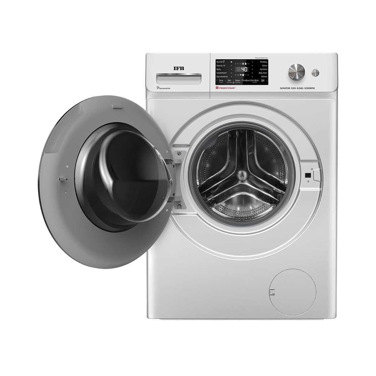 IFB 8 Kg 5 Star Powered by AI with 9 Swirl Wash, Fully Automatic Front Load Washing Machine (Senator SXN 8012K,Steam Ref