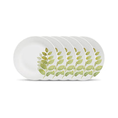 La Opala, Ivory Collection, Opal Glass Full Plate Set 6 pcs, Plainware, White