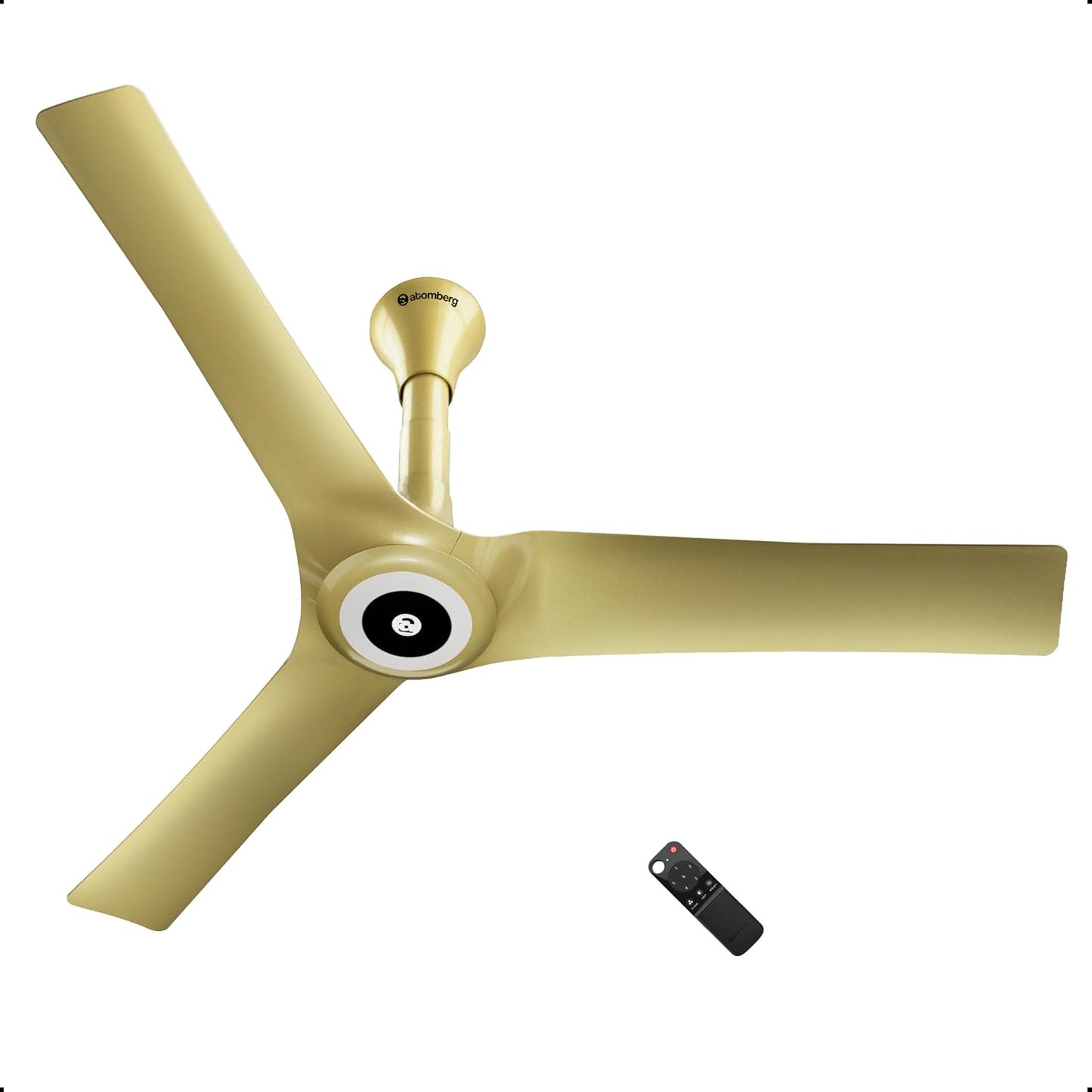 atomberg Aris Starlight BLDC Ceiling Fan 1200mm Best-in-class Air Delivery Smart IoT Remote Silent Operation LED Underlight | BEE 5star | 3 Year Warranty Stellar Black (Tuscan Gold)
