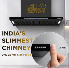Faber SLIMX 90cm 1500m³/hr BLDC Autoclean Filterless T-Shape Chimney||Built In Oil Collector|Touch & Gesture Control|12Y