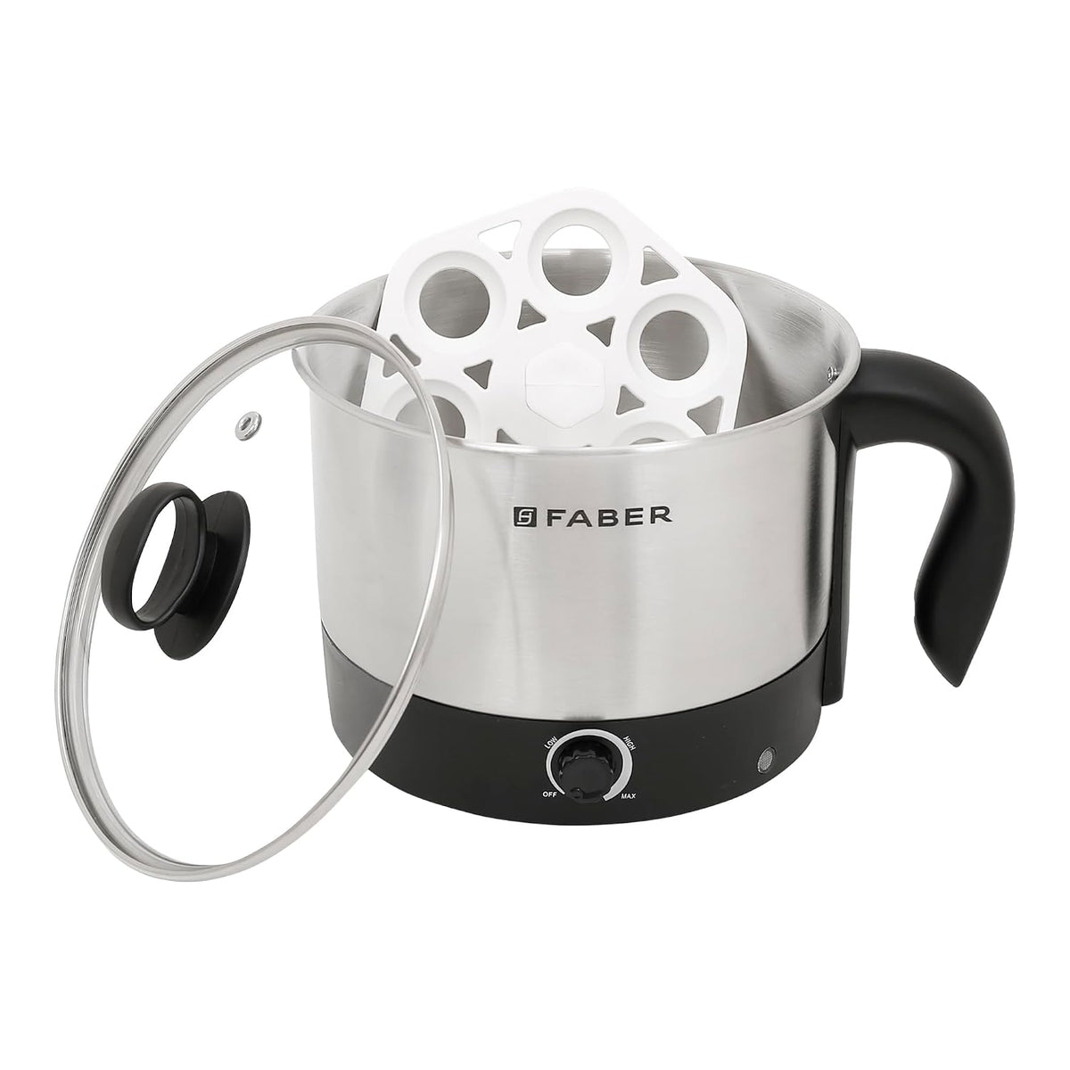 Faber 1.2L 700W Multi Cooker with SS304 Body, Cool Touch Handle, auto Cut-Off Feature, Comes with Boiler Stand, Temperat